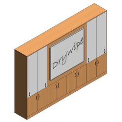 Supporting image for Workshape Flush-front ilearn Teacher Wall with Sliding Dry-wipe Doors - L3200mm