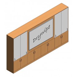 Supporting image for Workshape Flush-front ilearn Teacher Wall with Sliding Dry-wipe Doors - L4100mm