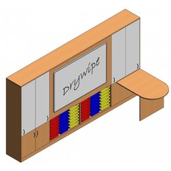 Supporting image for Workshape Flush-front ilearn Teacher Wall with Trays and Teacher Desk - L4000mm